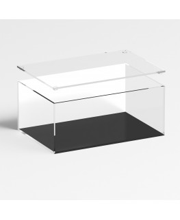 E-1235 TEC-X - Personalizzabile - Teca espositiva in plexiglass trasparente da banco con coperchio superiore appoggiato base ...