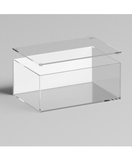 E-1242 TEC-X - Personalizzabile - Teca espositiva in plexiglass trasparente da banco con coperchio superiore appoggiato base ...