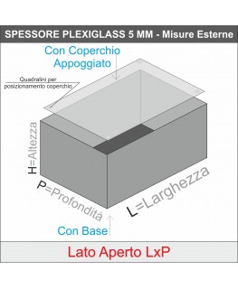 E-1245 TEC-X - Personalizzabile - Teca espositiva in plexiglass trasparente da banco con coperchio superiore appoggiato base ...