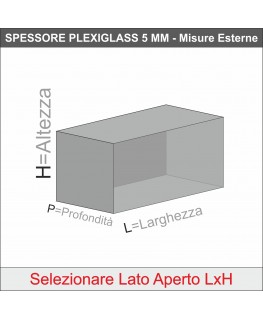 E-965 TEC-X - Personalizzabile - Teca espositiva in plexiglass da parete con retro avvitato base nera | specchio laterale - s...
