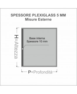 E-969 TEC-X - Personalizzabile - Teca espositiva in plexiglass da parete con retro avvitato base a specchio | lato trasparent...
