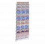 Transparent plexiglass wall-mounted display for betting slips and scratch cards