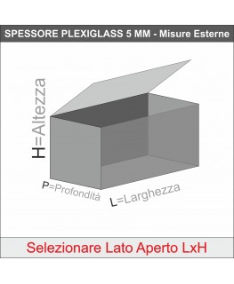 E-1018 TEC-X - Personalizzabile - Teca espositiva in plexiglass da parete con sportello e cerniere superiori e chiusura a cal...
