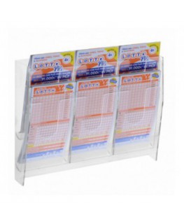 E-481 - Espositore porta schedine e gratta e vinci da parete in plexiglass trasparente