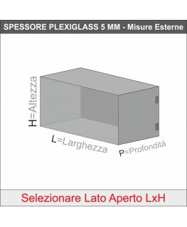 E-1029 TEC-X - Personalizzabile - Teca espositiva in plexiglass da parete con sportello e cerniere laterali e chiusura a cala...