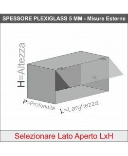 E-1036 TEC-X - Personalizzabile - Teca espositiva in plexiglass da parete con sportello e cerniere frontali e chiusura con se...