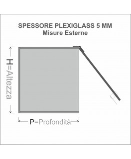 E-1041 TEC-X - Personalizzabile - Teca espositiva in plexiglass da parete con sportello e cerniere frontali e chiusura con se...