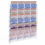 Transparent plexiglass wall-mounted display for betting slips and scratch cards