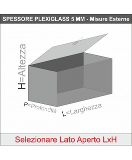 E-1057 TEC-X - Personalizzabile - Teca espositiva in plexiglass da parete con sportello e cerniere superiori e chiusura con s...