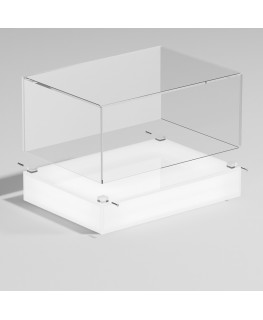 E-1113 TEC-X - Personalizzabile - Teca espositiva da banco con base opal illuminata a led e parte superiore in plexiglass tra...