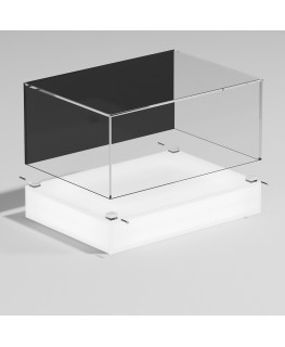 E-1115 TEC-X - Personalizzabile - Teca espositiva da banco con base opal illuminata a led e parte superiore in plexiglass tra...