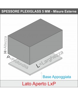 E-1111 TEC-X - Personalizzabile - Teca espositiva da banco con base opal illuminata a led e parte superiore in plexiglass tra...