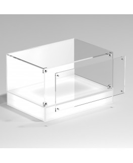 E-1122 TEC-X - Personalizzabile - Teca espositiva da banco con base opal illuminata a led e parte superiore in plexiglass tra...