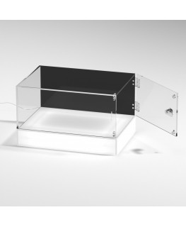 E-1167 TEC-X - Personalizzabile - Teca espositiva da banco con base opal illuminata a led e parte superiore in plexiglass tra...