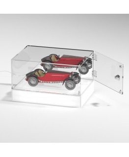 E-1168 TEC-X - Personalizzabile - Teca espositiva da banco con base opal illuminata a led e parte superiore in plexiglass tra...