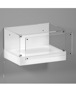 E-1119 TEC-X - Personalizzabile - Teca espositiva da parete con base opal illuminata a led e parte superiore in plexiglass tr...