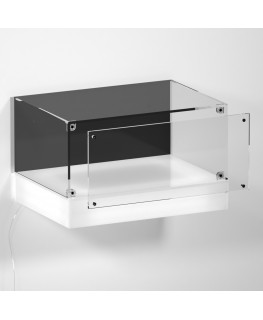E-1120 TEC-X - Personalizzabile - Teca espositiva da parete con base opal illuminata a led e parte superiore in plexiglass tr...