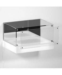 E-1121 TEC-X - Personalizzabile - Teca espositiva da parete con base opal illuminata a led e parte superiore in plexiglass tr...
