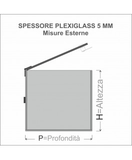 E-1165 TEC-X - Personalizzabile - Teca espositiva da parete con base opal illuminata a led e parte superiore in plexiglass tr...