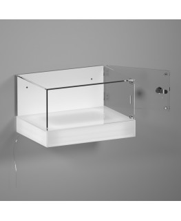 E-1173 TEC-X - Personalizzabile - Teca espositiva da parete con base opal illuminata a led e parte superiore in plexiglass tr...