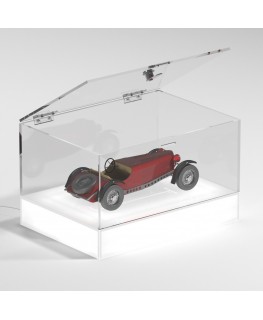 E-1133 TEC-X - Personalizzabile - Teca espositiva da banco con base opal illuminata a led e parte superiore in plexiglass tra...