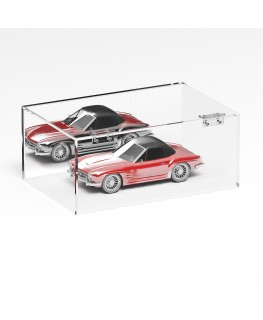 E-1251 TEC-X - PERSONALIZZABILE Teca espositiva in plexiglass trasparente da banco 5 lati chiusi con sportello frontale con c...