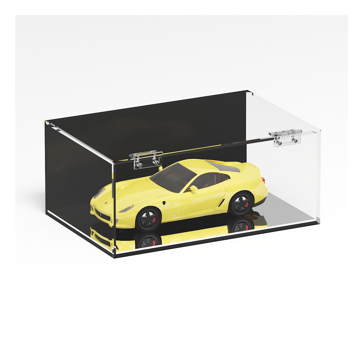 E-1258 TEC-X - PERSONALIZZABILE Teca espositiva in plexiglass trasparente da banco 5 lati chiusi con sportello frontale con c...