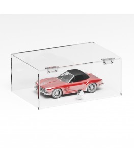 E-1267 TEC-X - PERSONALIZZABILE Teca espositiva in plexiglass trasparente da banco 5 lati chiusi con sportello frontale con c...
