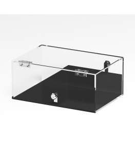E-1270 TEC-X - PERSONALIZZABILE Teca espositiva in plexiglass trasparente da banco 5 lati chiusi con sportello frontale con c...