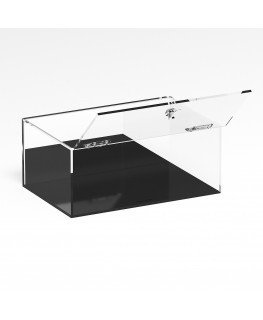 E-1270 TEC-X - PERSONALIZZABILE Teca espositiva in plexiglass trasparente da banco 5 lati chiusi con sportello frontale con c...