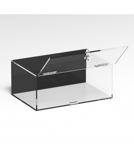 E-1276 TEC-X - PERSONALIZZABILE Teca espositiva in plexiglass trasparente da banco 5 lati chiusi con sportello frontale con c...