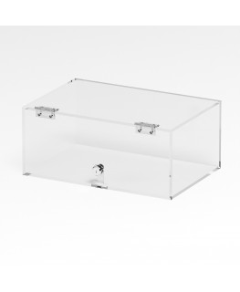 E-1278 TEC-X - PERSONALIZZABILE Teca espositiva in plexiglass trasparente da banco 5 lati chiusi con sportello frontale con c...