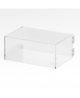 E-1279 TEC-X - PERSONALIZZABILE Teca espositiva in plexiglass trasparente da banco 5 lati chiusi con sportello laterale con c...