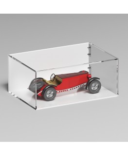 E-1279 TEC-X - PERSONALIZZABILE Teca espositiva in plexiglass trasparente da banco 5 lati chiusi con sportello laterale con c...