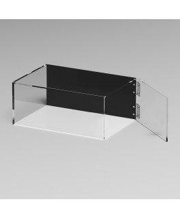 E-1280 TEC-X - PERSONALIZZABILE Teca espositiva in plexiglass trasparente da banco 5 lati chiusi con sportello laterale con c...