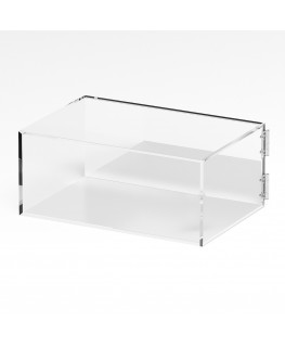 E-1281 TEC-X - PERSONALIZZABILE Teca espositiva in plexiglass trasparente da banco 5 lati chiusi con sportello laterale con c...