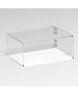 E-1282 TEC-X - PERSONALIZZABILE Teca espositiva in plexiglass trasparente da banco 5 lati chiusi con sportello laterale con c...