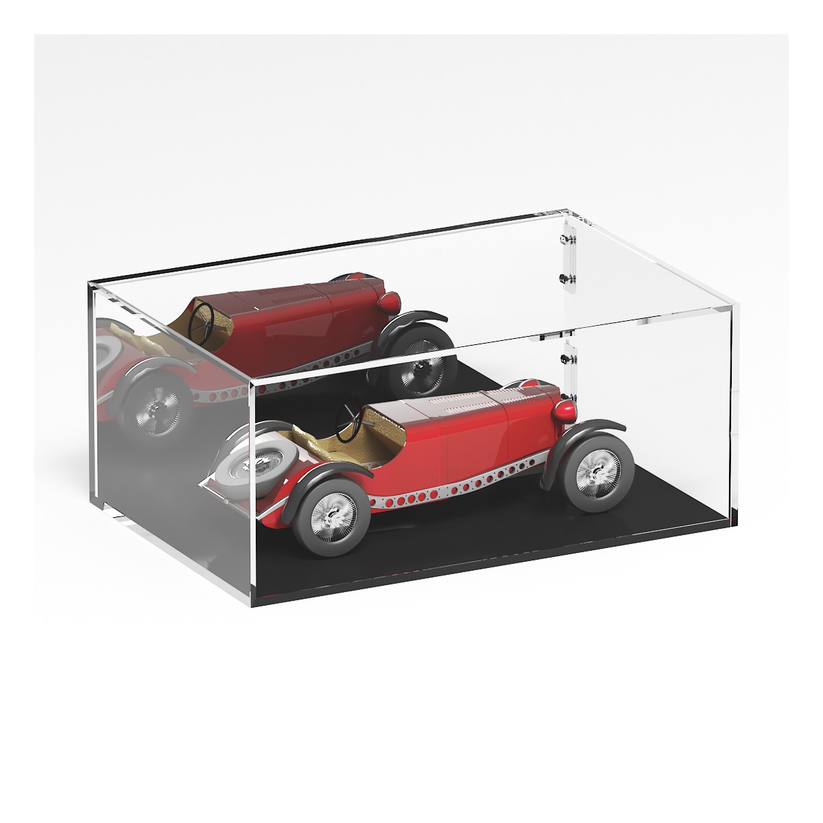 E-1285 TEC-X - PERSONALIZZABILE Teca espositiva in plexiglass trasparente da banco 5 lati chiusi con sportello laterale con c...