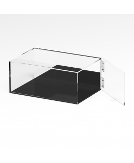 E-1285 TEC-X - PERSONALIZZABILE Teca espositiva in plexiglass trasparente da banco 5 lati chiusi con sportello laterale con c...