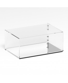 E-1287 TEC-X - PERSONALIZZABILE Teca espositiva in plexiglass trasparente da banco 5 lati chiusi con sportello laterale con c...