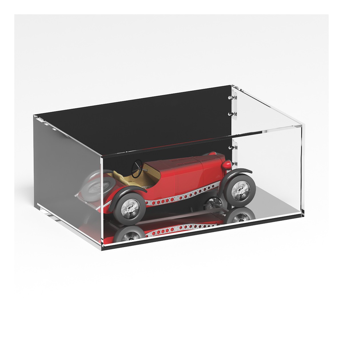 E-1288 TEC-X - PERSONALIZZABILE Teca espositiva in plexiglass trasparente da banco 5 lati chiusi con sportello laterale con c...