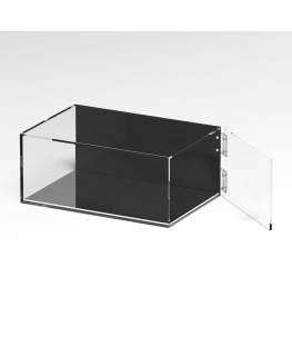 E-1288 TEC-X - PERSONALIZZABILE Teca espositiva in plexiglass trasparente da banco 5 lati chiusi con sportello laterale con c...