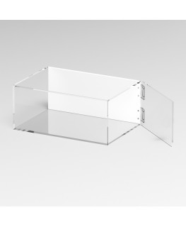 E-1290 TEC-X - PERSONALIZZABILE Teca espositiva in plexiglass trasparente da banco 5 lati chiusi con sportello laterale con c...