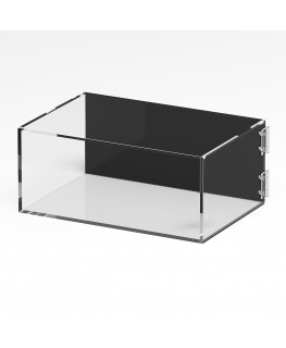 E-1291 TEC-X - PERSONALIZZABILE Teca espositiva in plexiglass trasparente da banco 5 lati chiusi con sportello laterale con c...