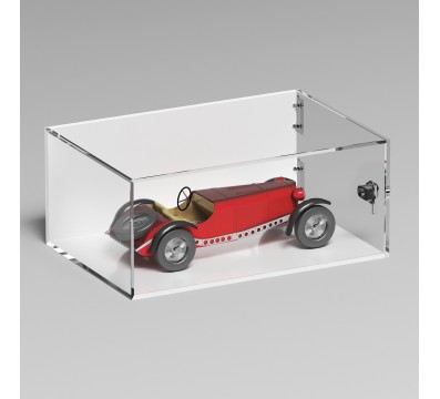 E-1294 TEC-X - PERSONALIZZABILE Teca espositiva in plexiglass trasparente da banco 5 lati chiusi con sportello laterale con c...