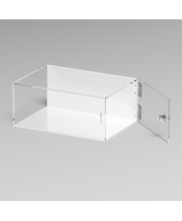 E-1294 TEC-X - PERSONALIZZABILE Teca espositiva in plexiglass trasparente da banco 5 lati chiusi con sportello laterale con c...