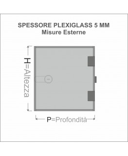 E-1294 TEC-X - PERSONALIZZABILE Teca espositiva in plexiglass trasparente da banco 5 lati chiusi con sportello laterale con c...