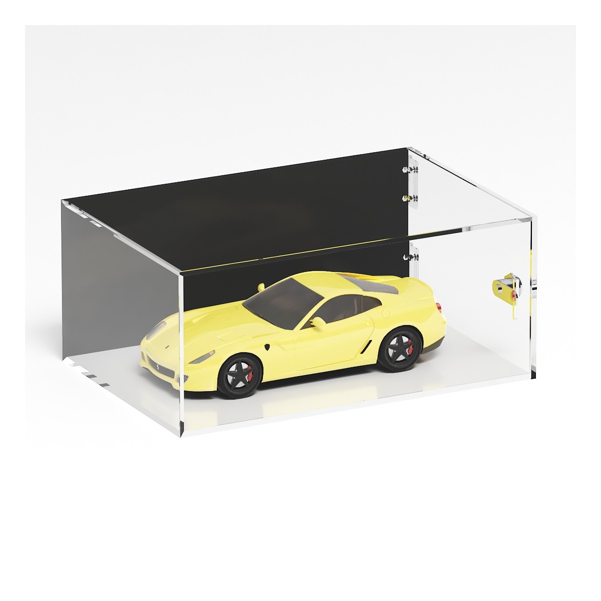 E-1295 TEC-X - PERSONALIZZABILE Teca espositiva in plexiglass trasparente da banco 5 lati chiusi con sportello laterale con c...