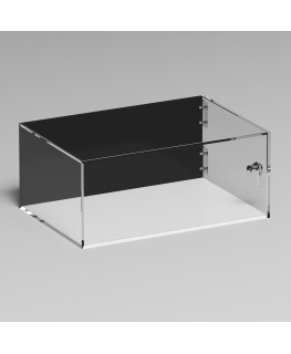 E-1295 TEC-X - PERSONALIZZABILE Teca espositiva in plexiglass trasparente da banco 5 lati chiusi con sportello laterale con c...