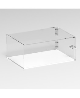 E-1297 TEC-X - PERSONALIZZABILE Teca espositiva in plexiglass trasparente da banco 5 lati chiusi con sportello laterale con c...